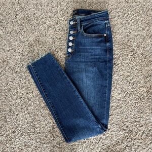 Judy Blue High-Rise Button-Fly Skinny Jeans — Size 26